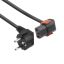 ACT Powercord Schuko CEE 7/7 male (angled) - C13 IEC Lock (down angled) 3m Black