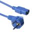 ACT Powercord mains connector Schuko CEE 7/7 male (angled) - C13 IEC 60320 0,6m Blue