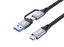 EQuip 2 in 1 USB 3.2 Gen 2x2 C to C/A cable 1m Black
