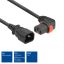 ACT Powercord C14 - C13 IEC Lock (right angled) 1m Black