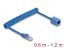 DeLock RJ45 Coiled Cable plug to jack Cat.6 UTP 0.6 m to 1,2m Blue