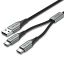 Vention USB 2.0 A Male to Dual USB-C Male Y-Splitter Cable Aluminum Alloy Type Black