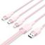 Vention USB 2.0 A Male to 3-in-1 USB-C & Lightning & Micro-B Male 3A Cable 1,5m Pink