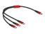 DeLock USB-C to 3xUSB-C male/male cable 0,3m Black