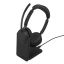 Jabra Evolve3 65 UC Stereo Link 390c Wireless Bluetooth Headset + Stand Black