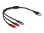 DeLock USB Charging Cable 3 in 1 Type-A to 2 x Lightning / USB Type-C 0,3m Black