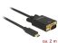 DeLock USB Type-C male > VGA male (DP Alt Mode) Full HD 1080p 2m Black Cable