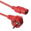 ACT Powercord mains connector Schuko CEE 7/7 male (angled) - C13 IEC 60320 3m Red