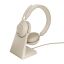 Jabra Evolve2 65 MS Teams Stereo Bluetooth Headset with Charging Stand Beige