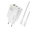 Dudao A29C GaN 65W univerzális hálózati töltő adapter fehér PD/ QC +1m USB-C kábel