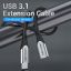 Vention Cotton Braided USB-C 3.1 Extension cable 1m Black