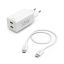 Hama Fast Charger+cable 2 x USB-C PD / QC Mini Charger 35W 1m White