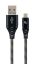 Gembird CC-USB2B-AMmBM-2M-BW Premium cotton braided microUSB charging and data cable 2m Black/White