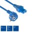 ACT Powercord mains connector Schuko CEE 7/7 male (angled) - C15 IEC 60320 1m Blue
