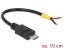 DeLock USB 2.0 Micro-B male > 2x open wires power 10 cm Raspberry Pi cable