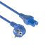 ACT Powercord mains connector Schuko CEE 7/7 male (angled) - C15 IEC 60320 1m Blue