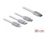DeLock USB Type-C 3 in 1 Retractable Charging Cable for Lightning/Micro USB/USB Type-C White