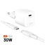 FIXED Mini GaN Charger 30W + USB-C/USB-C Cable White