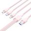 Vention USB 2.0 A Male to 3-in-1 USB-C & Lightning & Micro-B Male 6A Cable 1,5m Pink