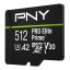 PNY 512GB microSDXC Pro Elite Prime Class 10 U3 V30 A2 + adapterrel