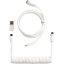 Keychron Coiled Aviator 8K USB-C -> 5-Pin (GX12) M/F adatkábel 1.7m fehér +A-C típusú adapter
