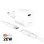 FIXED Mini Travel Charger 20W + USB-C/USB-C Cable White