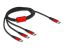 DeLock USB Charging Cable 3 in 1 USB Type-C to 3 x USB Type-C 1m Black/Red