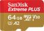 Sandisk 64GB microSDXC Extreme Plus Class 10 U3 A2 C10 V30 + adapterrel
