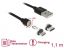 DeLock Magnetic USB Data and Charging Cable Set for Micro USB / USB Type-C 1,1m Black