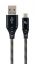 Gembird CC-USB2B-AMmBM-1M-BW Premium cotton braided Micro-USB charging and data cable 1m Black/White